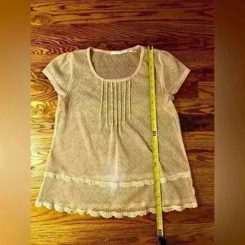 KIMCHI BLUE Overlay Top - Sz S - Sheer Mesh Blouse - Vintage / Made in USA - Picture 8 of 11